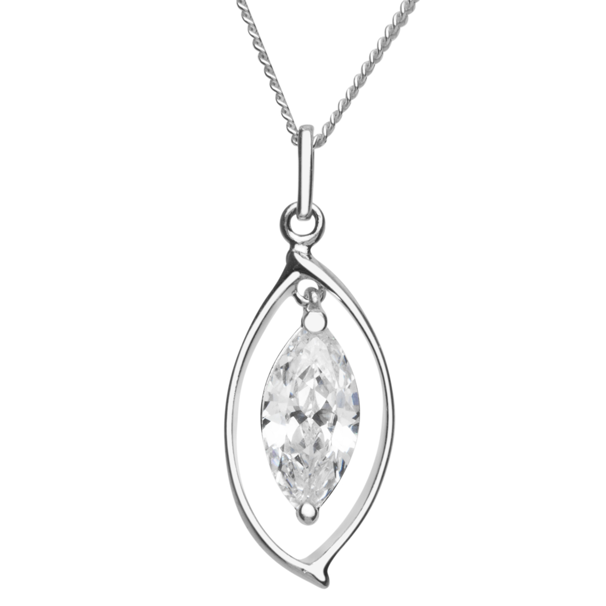 043-201709-A142 Kette mit Anhänger Silber 925/000, Zirkonia, weiß, 42 cm