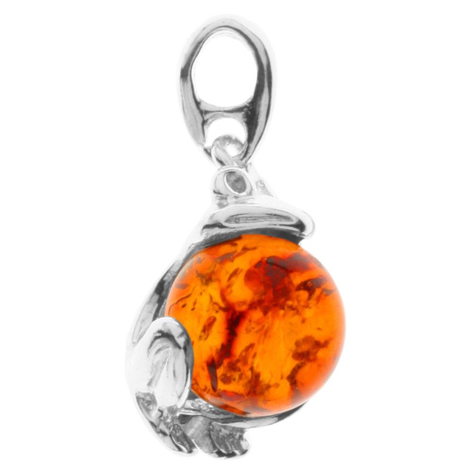 098-200360-0100 Anhänger Frosch, Silber 925/000, Bernstein