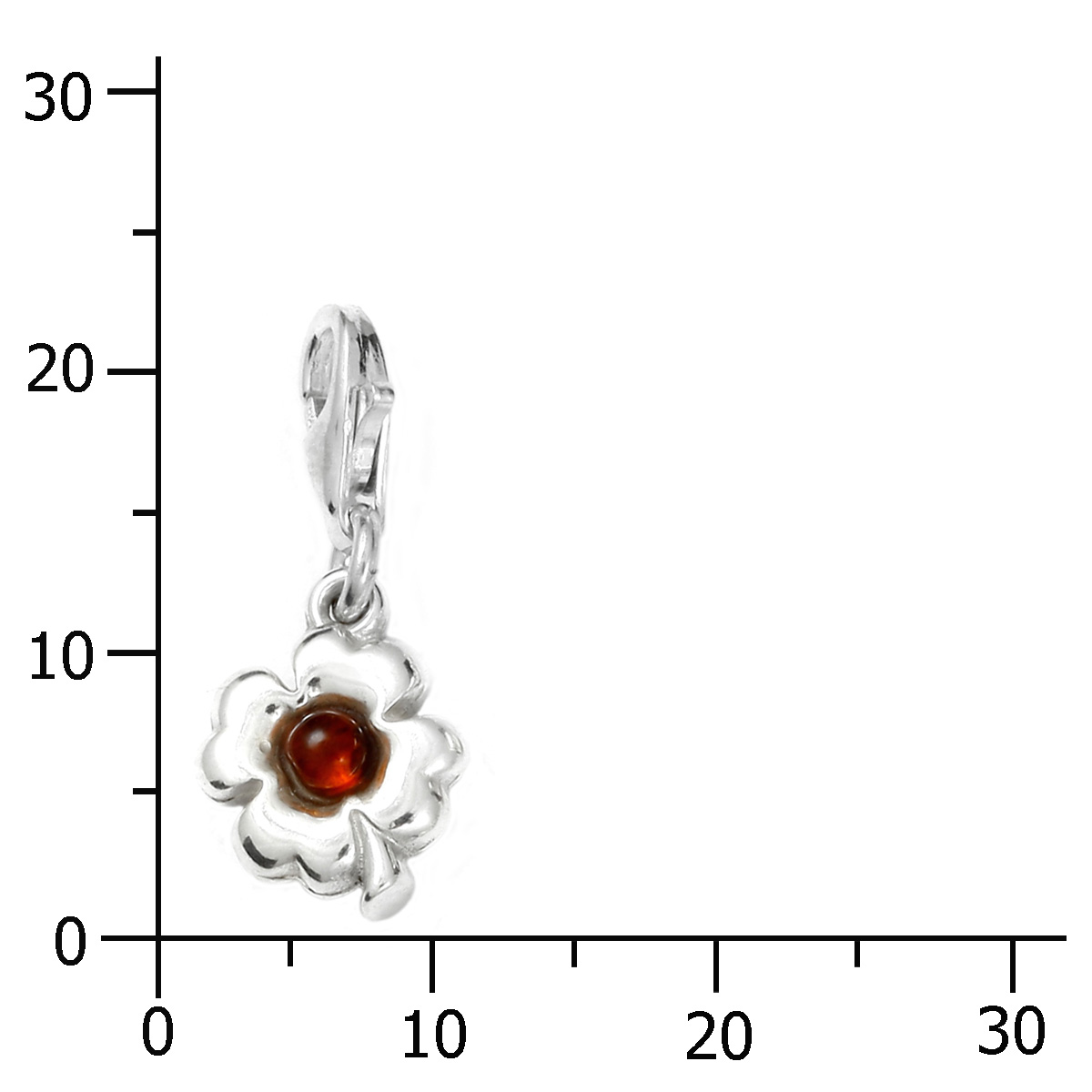 105-20CH17-0100k Charm Silber 925/000, Kleeblatt, Bernstein