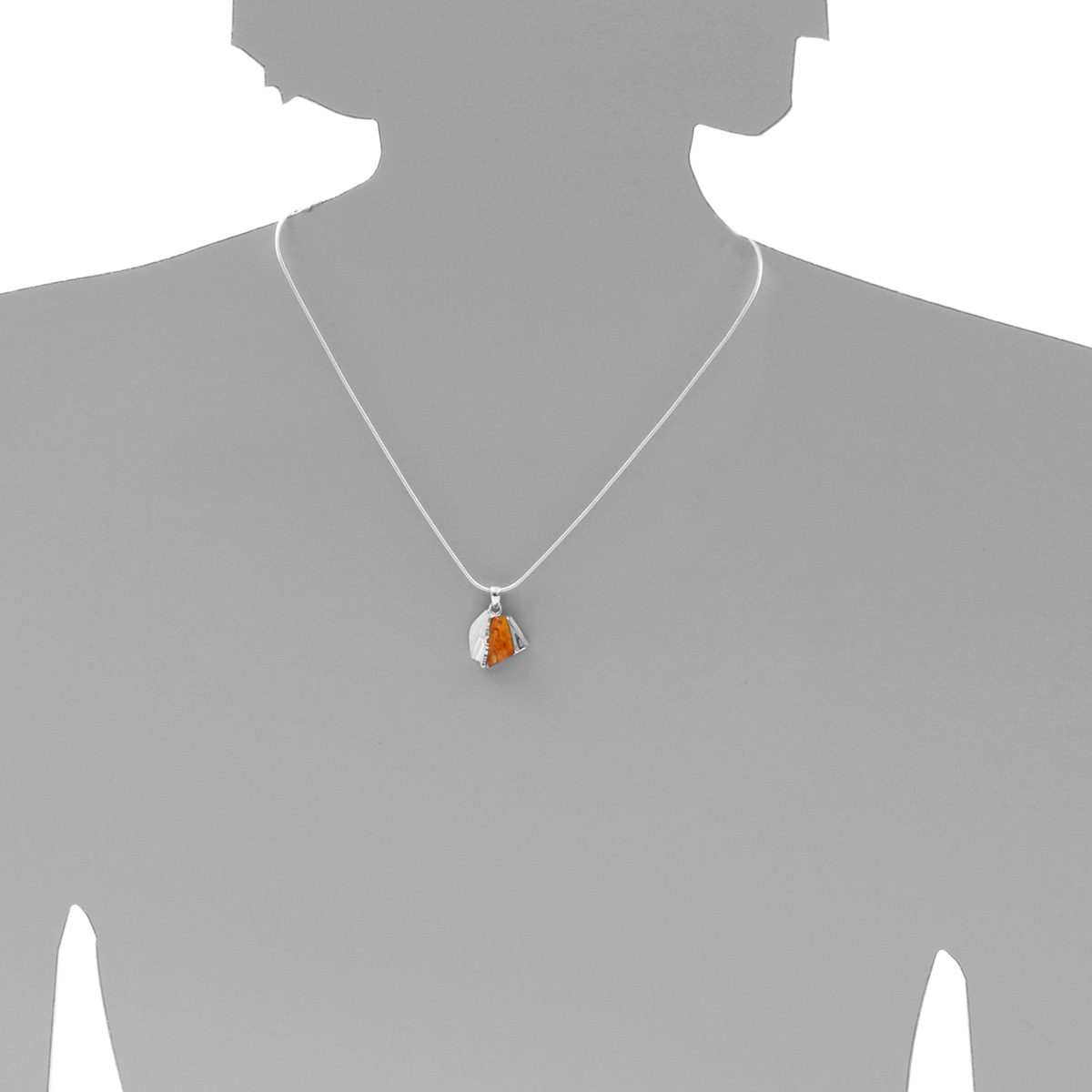 001-203564-1100sYfN636sHZmCwQ Kette mit Anhänger Silber 925/000, Bernstein, 42 cm