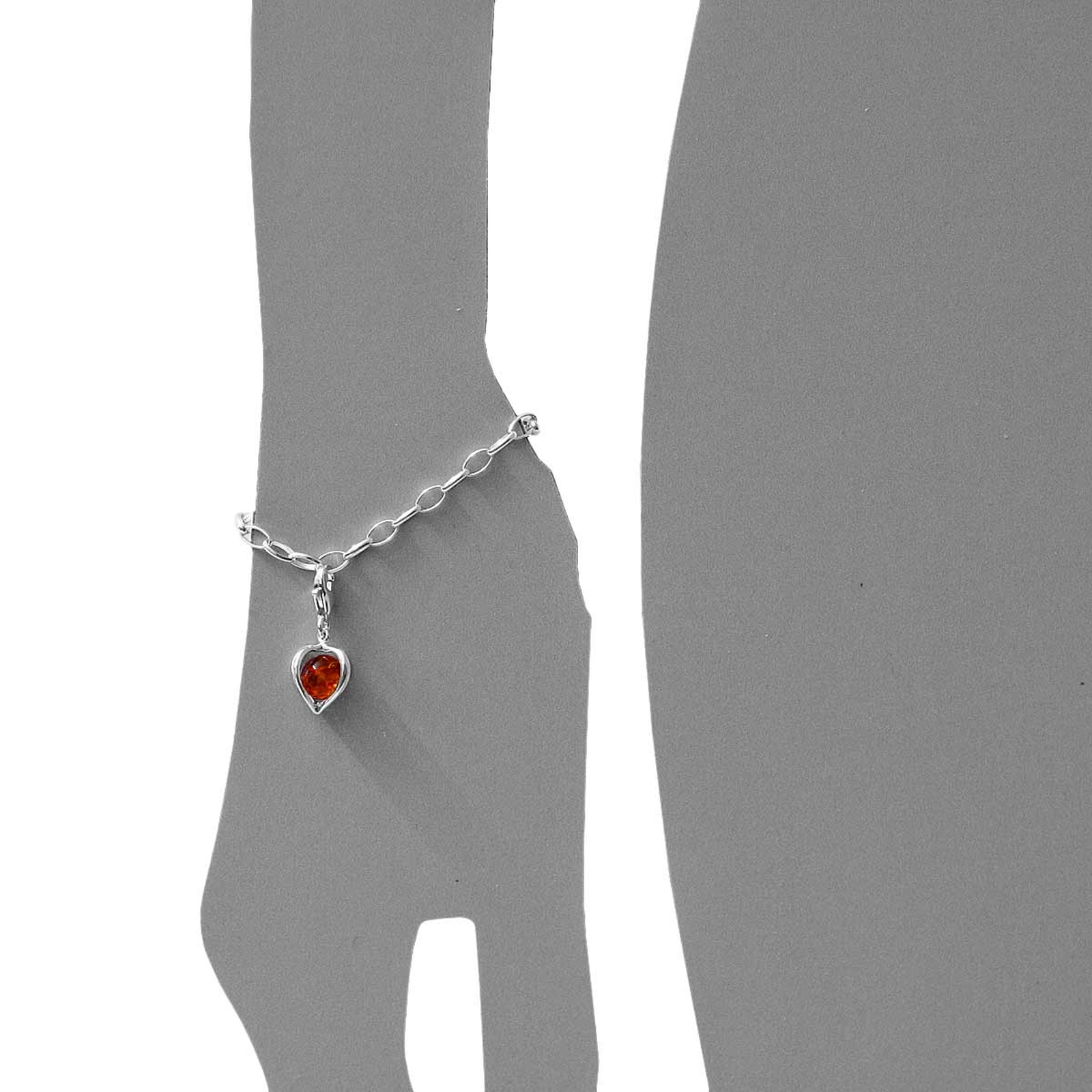 098-200320-0200s Charm Silber 925/000, Herz, Bernstein
