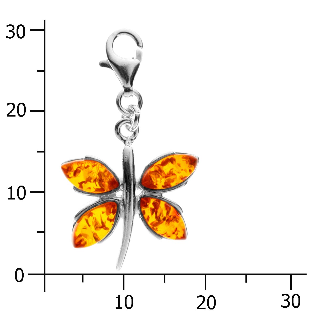 098-200080-0200k Charm Silber 925/000, Schmetterling, Bernstein