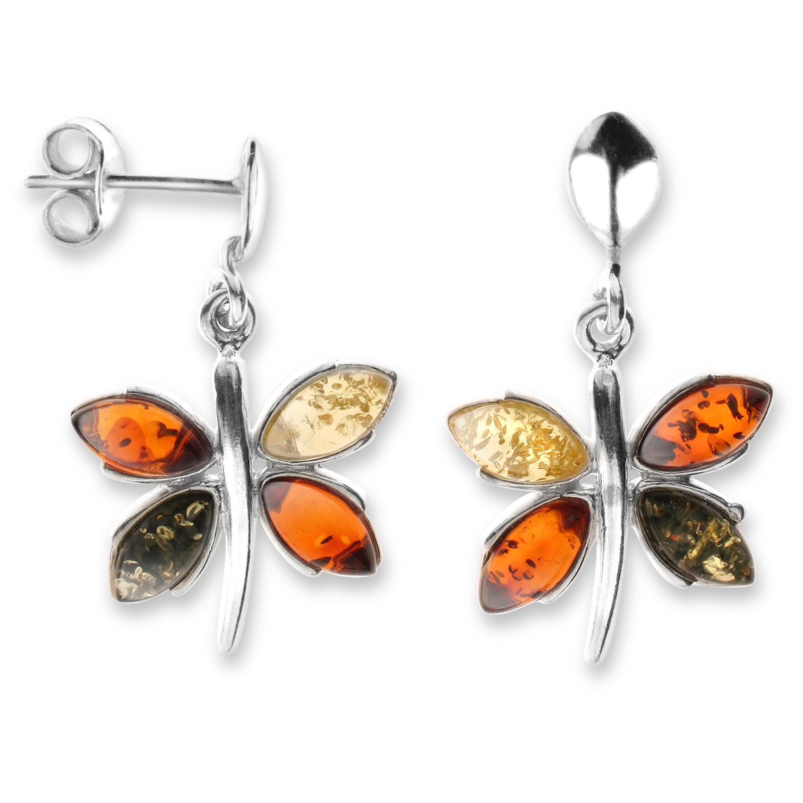 Ohrhänger Silber 925/000, Schmetterling, Bernstein