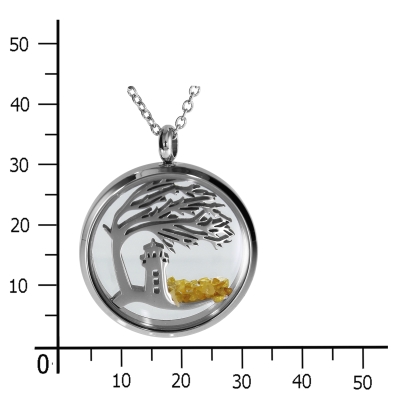 Kette mit Anhänger (30 mm), Edelstahl, Windflüchter, 45 - 50 cm verstellbar, Bernstein Kette mit Anhänger (30 mm), Edelstahl, Windflüchter, 45 - 50 cm verstellbar, Bernstein