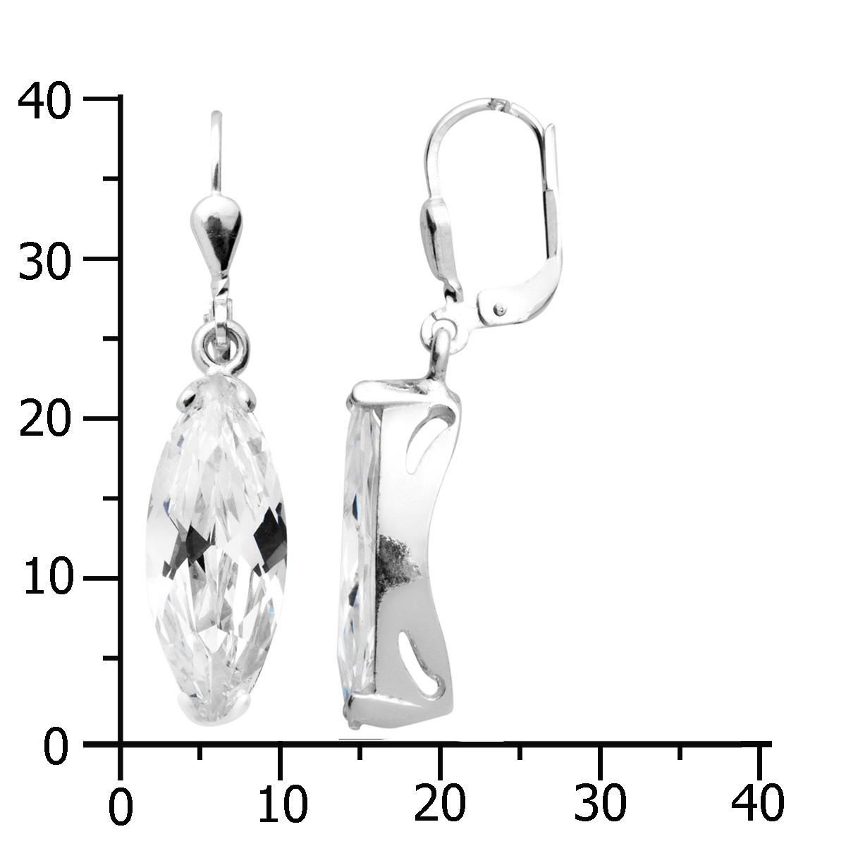 043-261708-0100k Ohrhänger Silber 925/000, Zirkonia, weiß