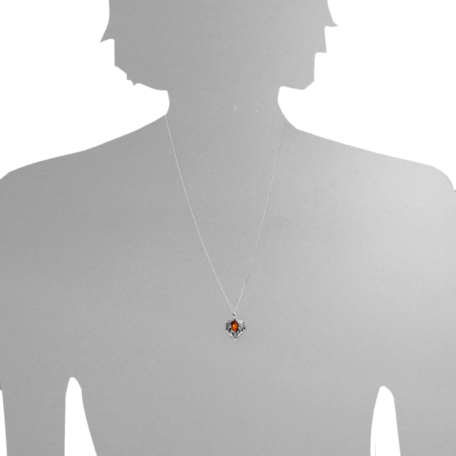 Kette mit Anhänger Silber 925/000, Bernstein -Länge wählbar- Kette mit Anhänger Silber 925/000, Bernstein -Länge wählbar-