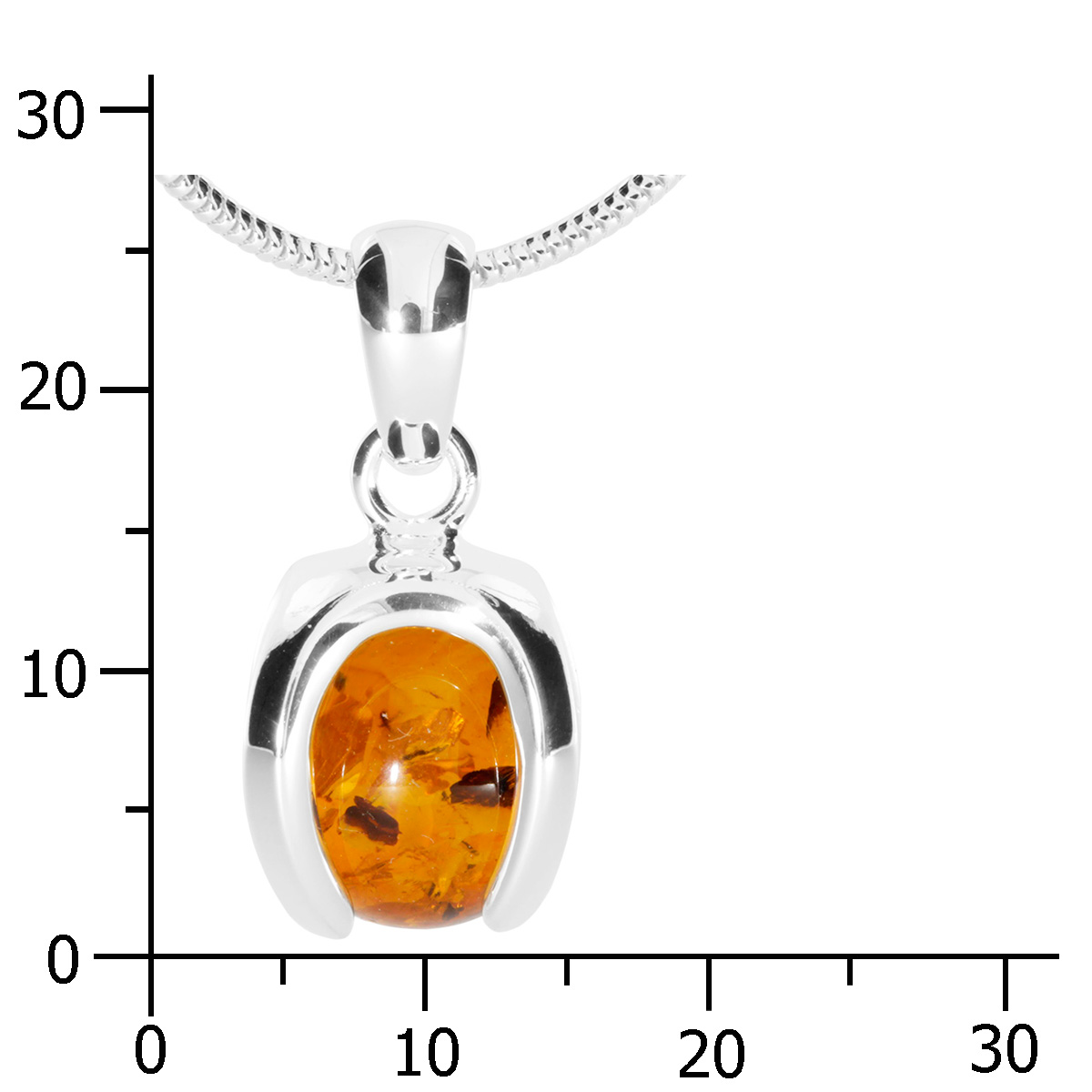 001-203636-B142k Kette mit Anhänger Silber 925/000, 42 cm, Bernstein