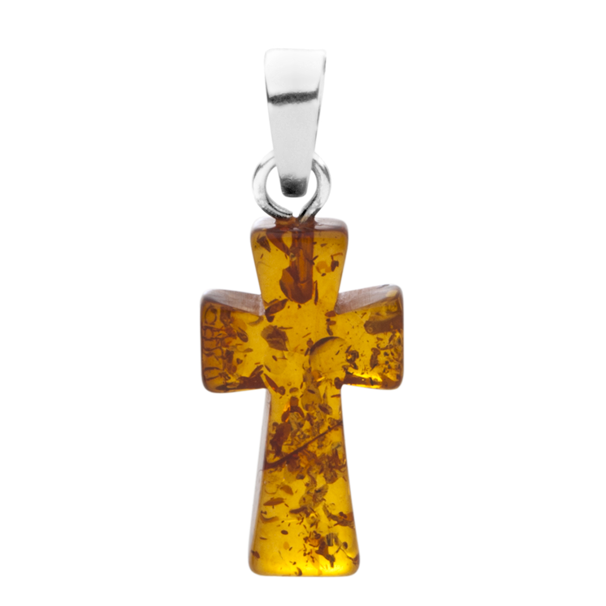 075-409002-2000 Bernsteinanhänger Kreuz, Silber 925/000