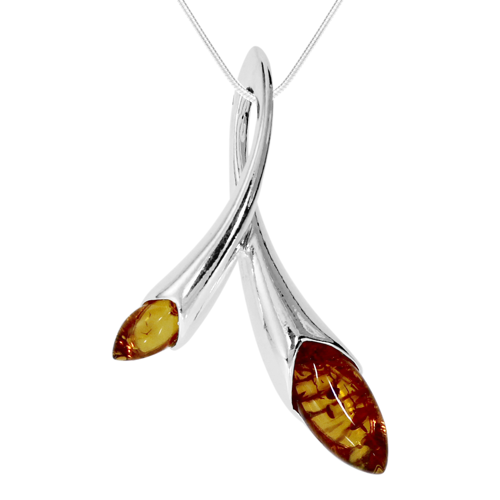 Kette mit Anhänger Silber 925/000, Bernstein -Länge wählbar-