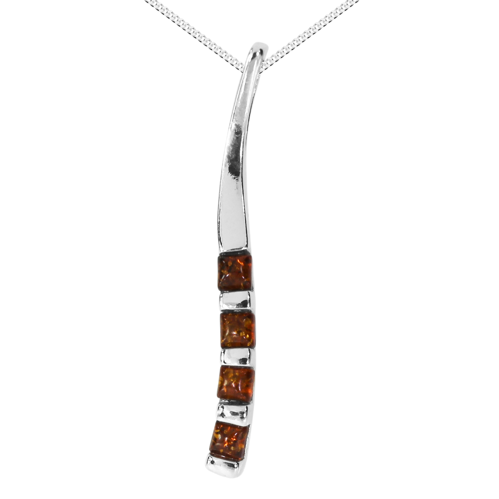 Kette mit Anhänger Silber 925/000, Bernstein -Länge wählbar-
