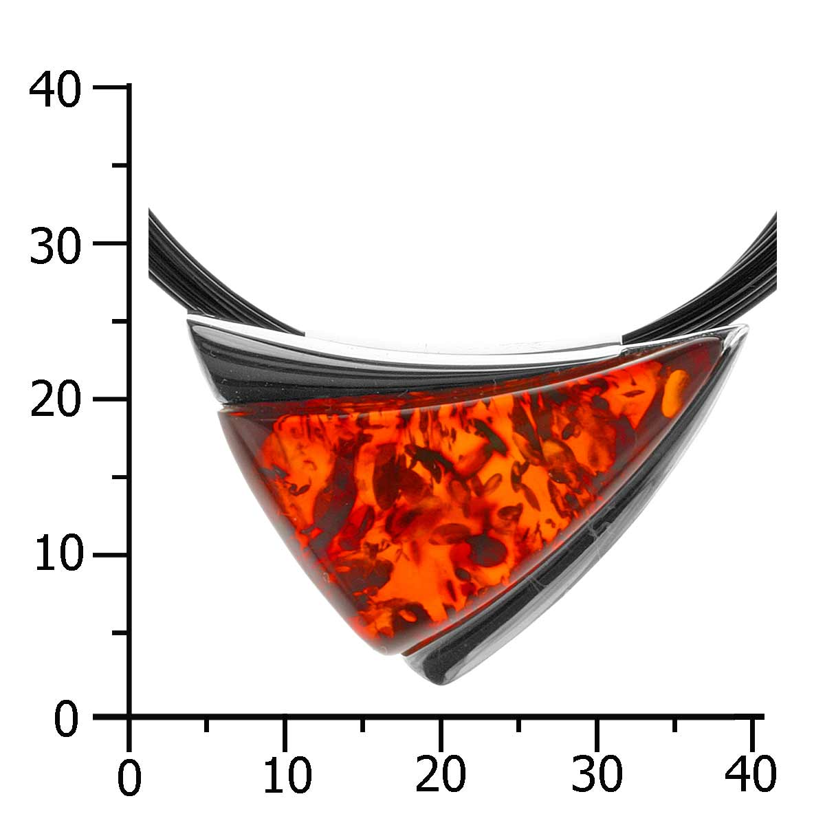 001-203543-1100k Nyloncollier 13/45 cm, Silber 925/000, Bernstein