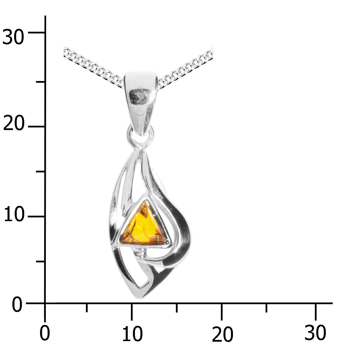 001-203072-A145k Kette mit Anhänger Silber 925/000, 42 oder 45 cm, Bernstein