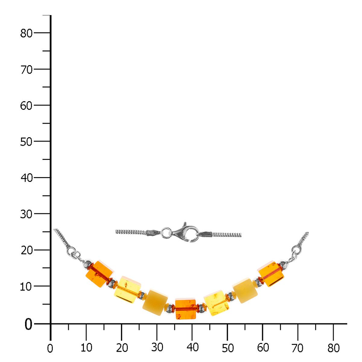 001-293055-0450k Collier Silber 925/000, 45 cm, Bernstein