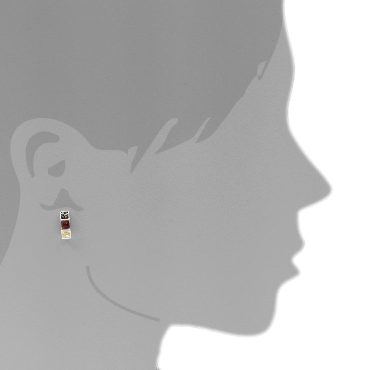 Ohrstecker, Silber 925/000, Bernstein
