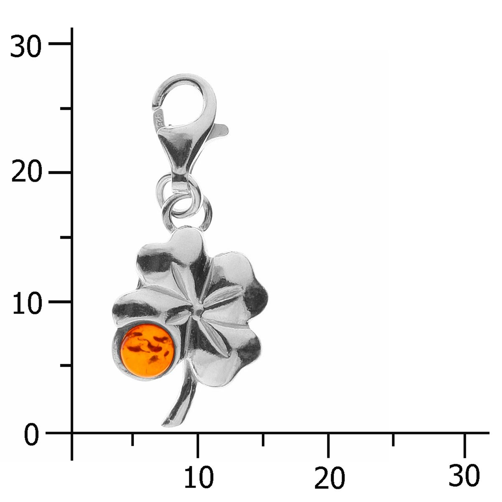098-200510-0200k Charm Silber 925/000, Kleeblatt, Bernstein