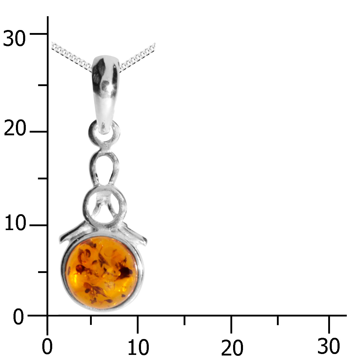 098-201470-A142k Kette mit Anhänger Silber 925/000, 42 oder 45 cm, Bernstein