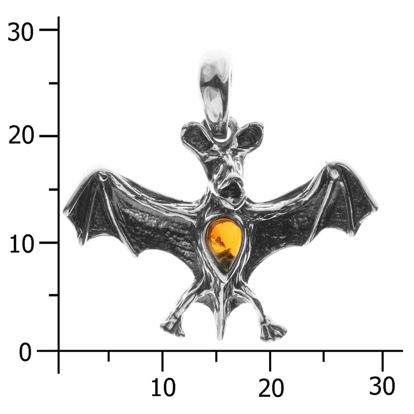 098-200870-0100k Anhänger Silber 925/000, Fledermaus, Bernstein