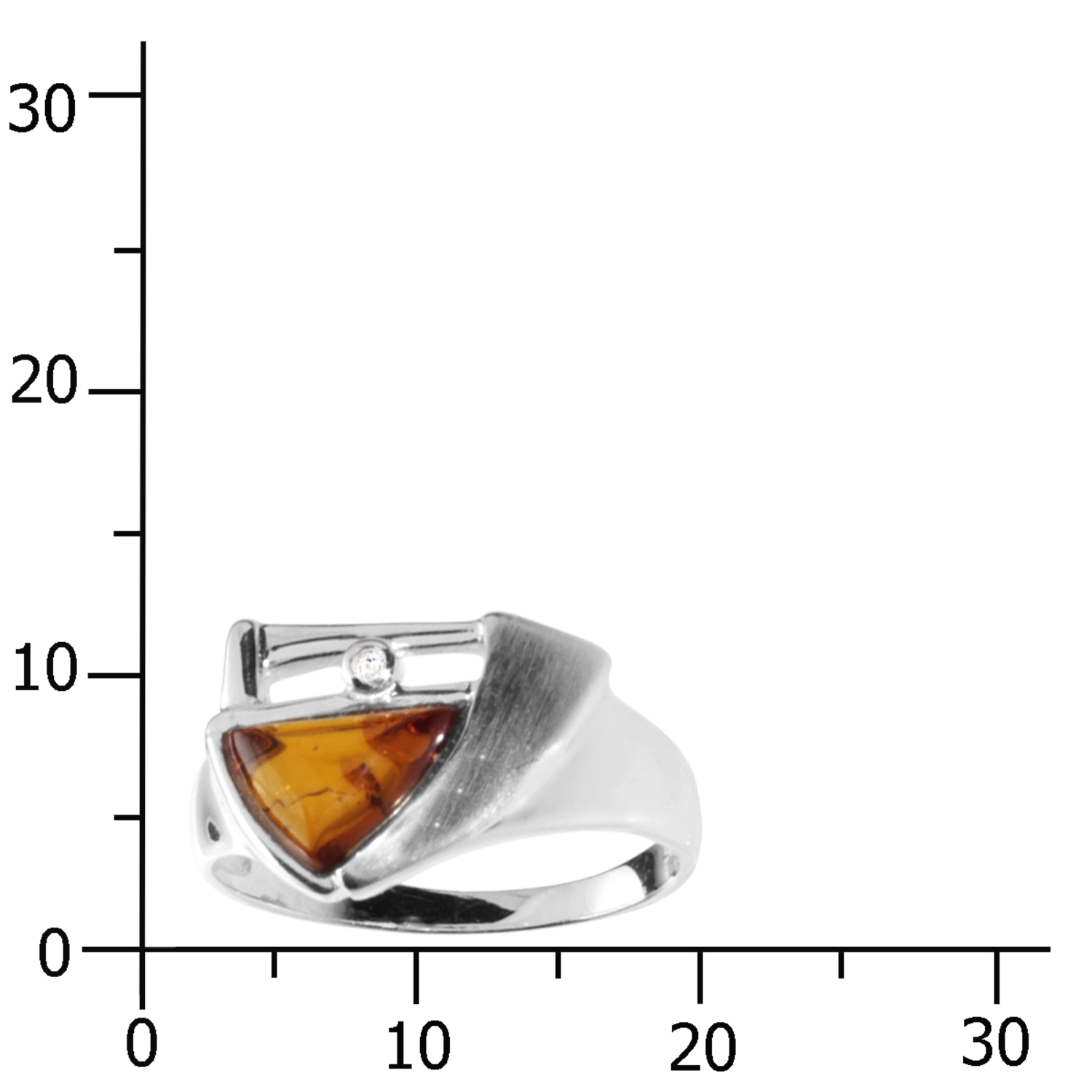 Ring Silber 925/000, Bernstein/Zirkonia -Größe wählbar-