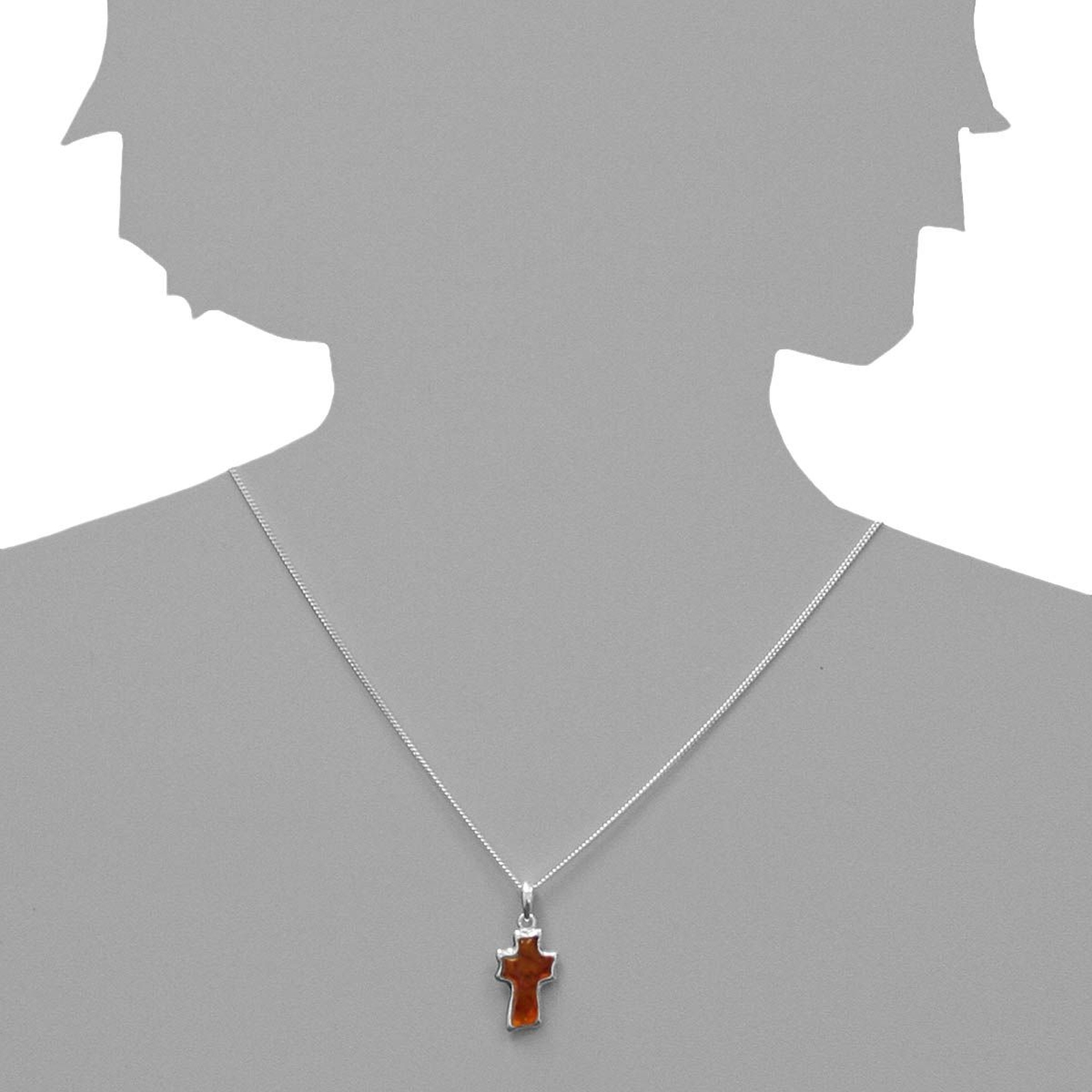 098-200810-0100s Anhänger Silber 925/000, Kreuz, Bernstein