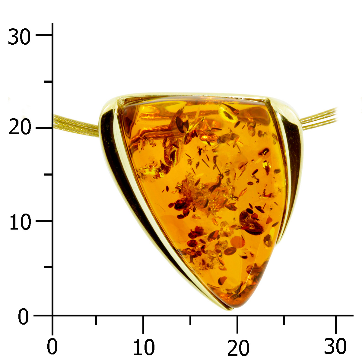 001-100606-A142k Nyloncollier mit Anhänger, Gold 333/000, 42 cm, Bernstein