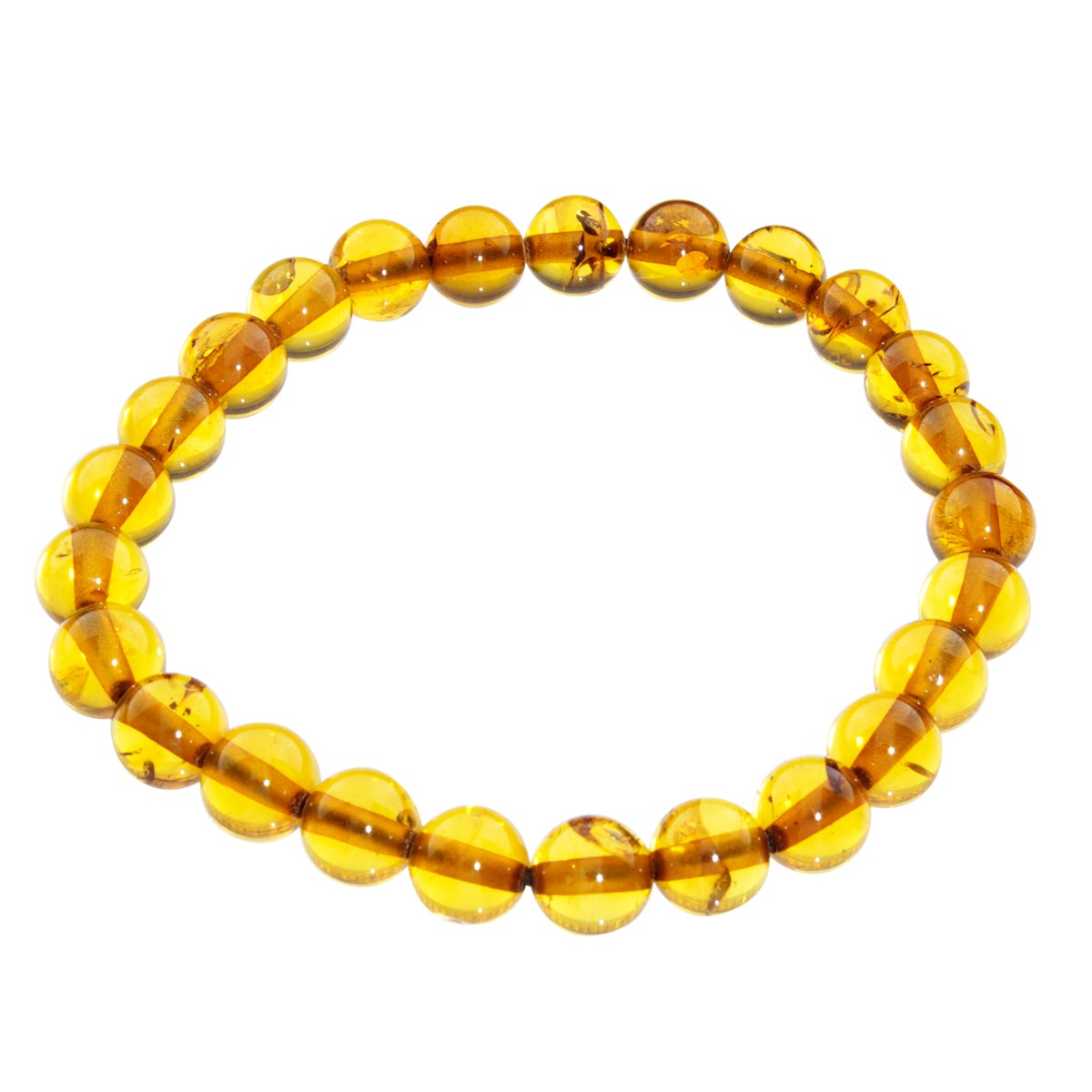 058-410011-0819 Bernsteinarmband, Kugel 8 mm, 19 cm, Gummizug