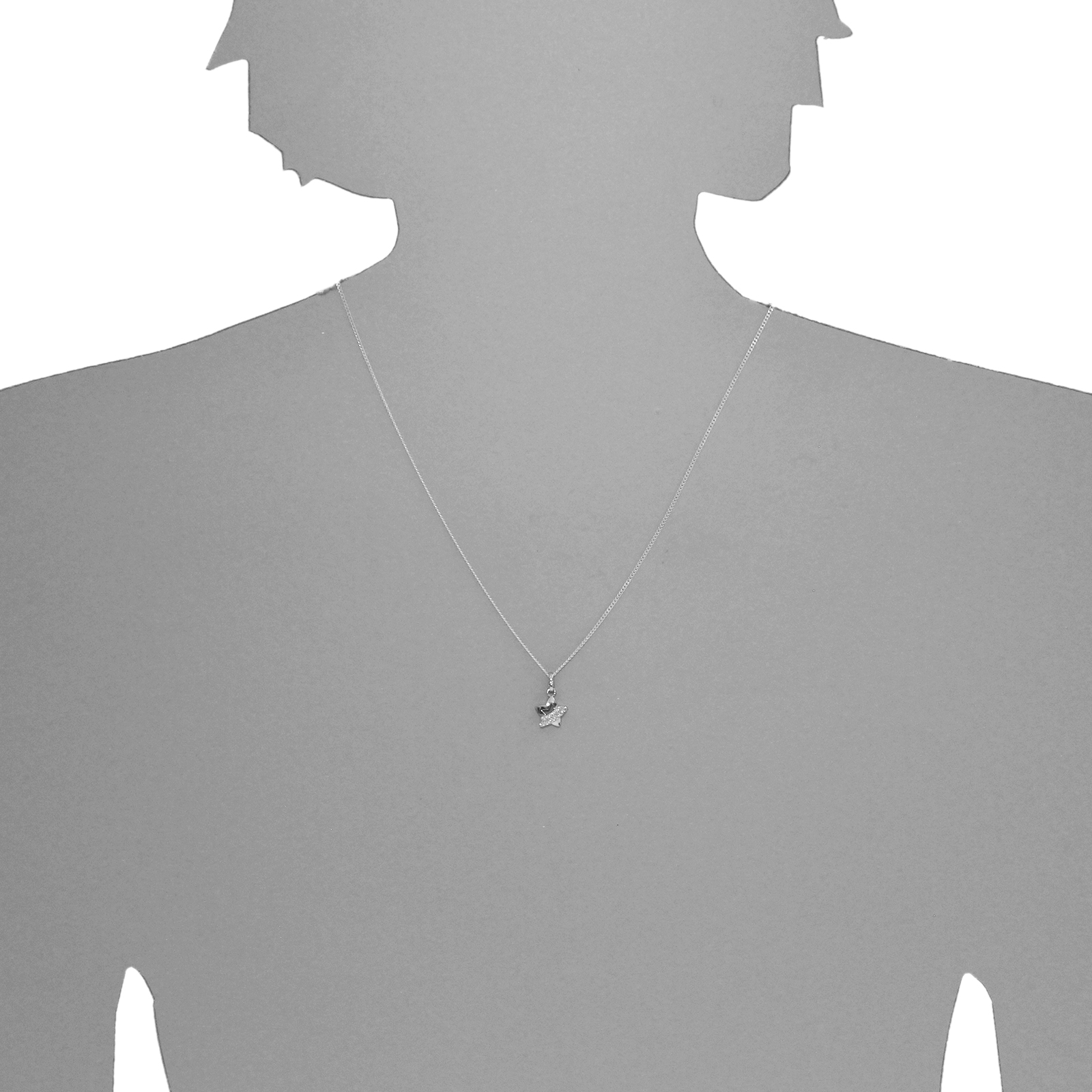 Kette mit Anhänger "Stern", Silber 925/000,  Zirkonia  -Länge wählbar-    Kette mit Anhänger "Stern", Silber 925/000,  Zirkonia  -Länge wählbar-