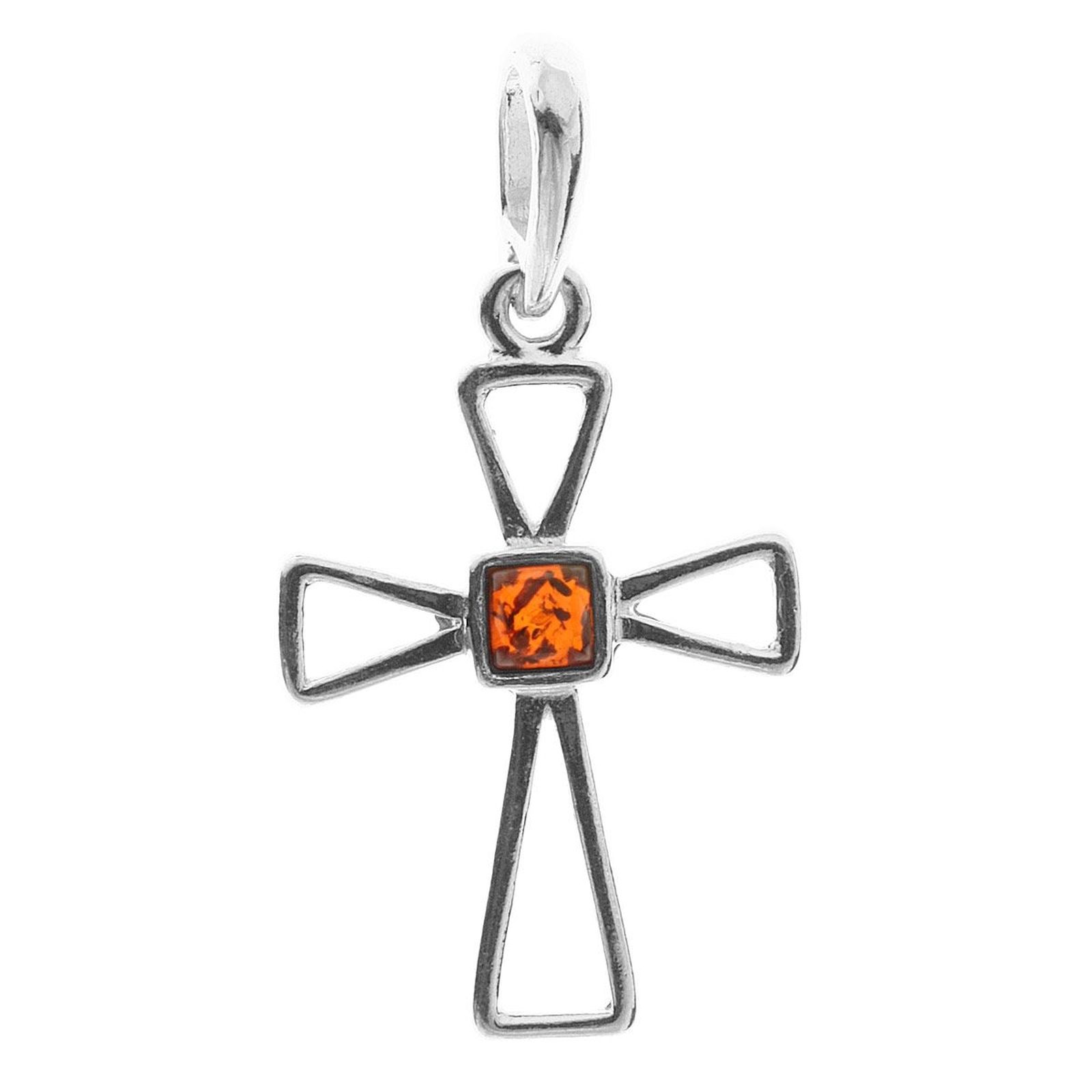 098-200780-0100 Anhänger Silber 925/000,Kreuz, Bernstein