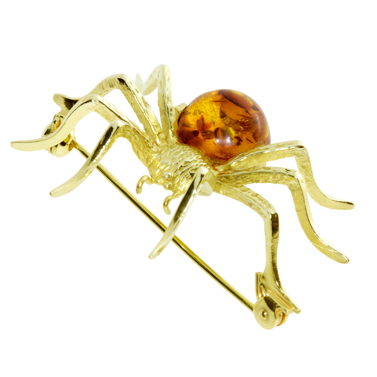 4250054295808 Brosche Gold 333/000, Spinne, Bernstein