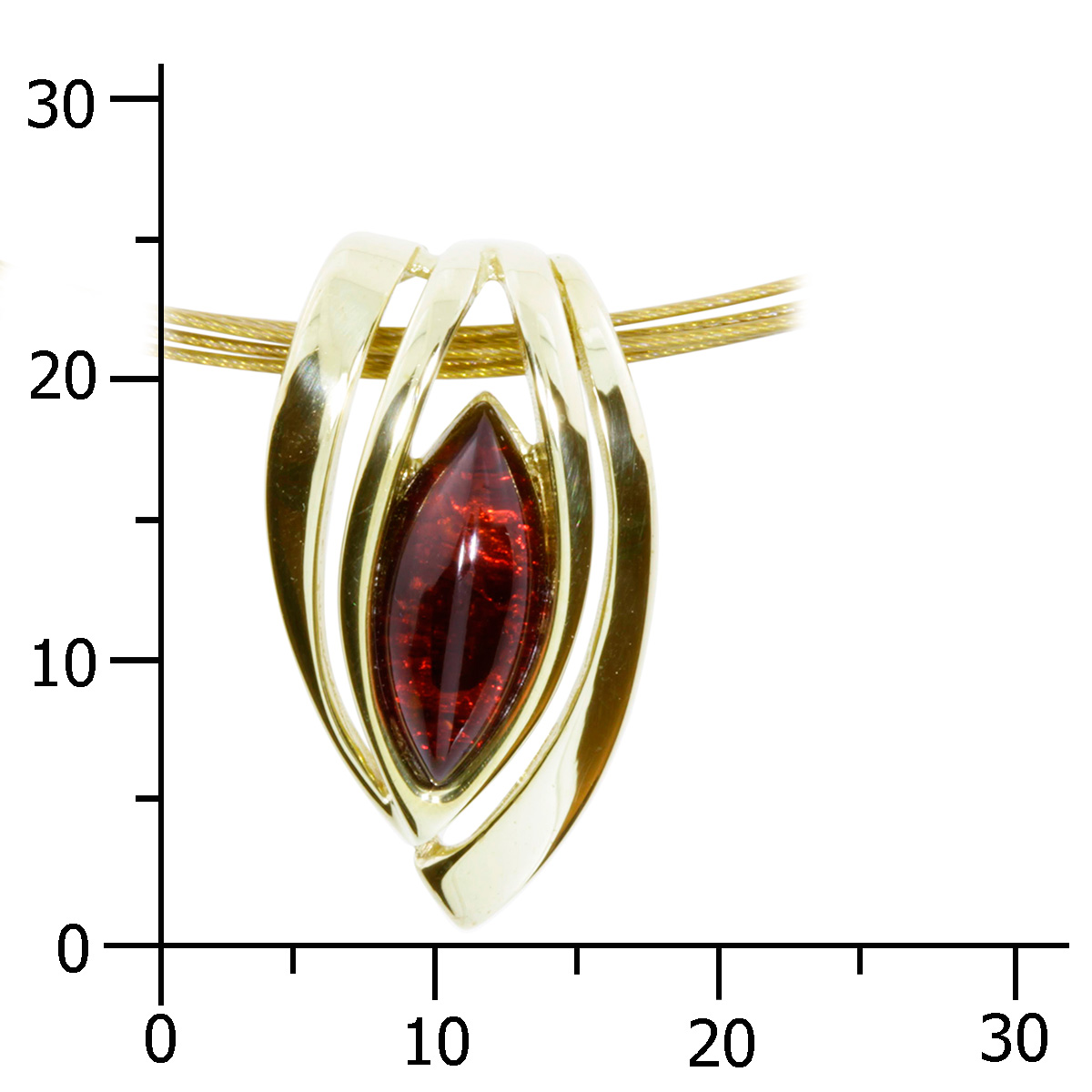 001-103250-A142k Nyloncollier mit Anhänger, Gold 333/000, 42 cm, Bernstein