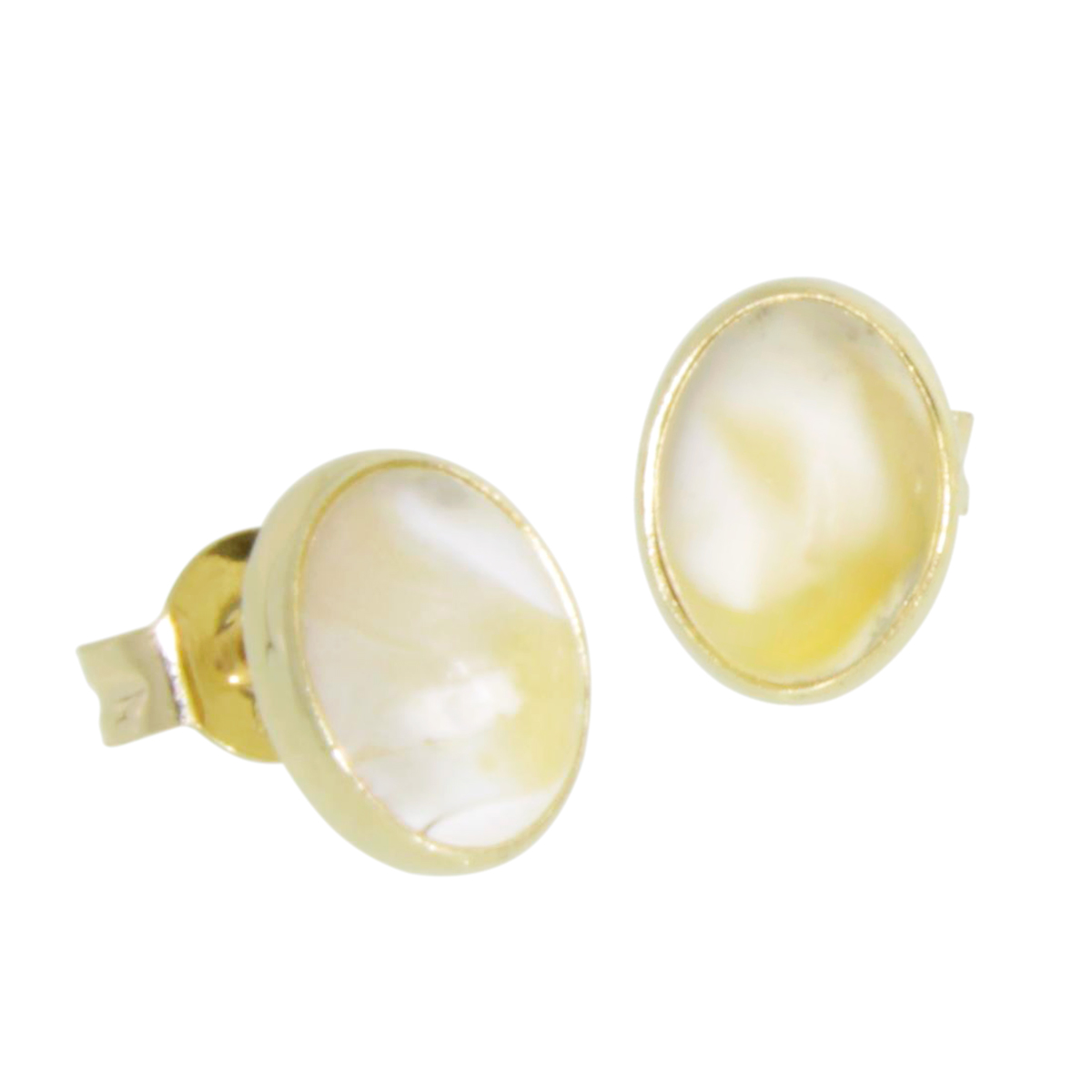 001-163432-0200 Ohrstecker Gold 333/000, Bernstein- Unikatstein