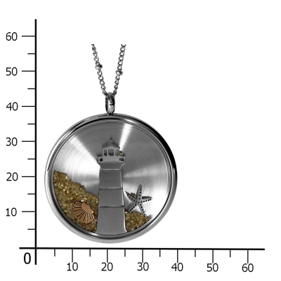 Kette mit Anhänger (38 mm), Edelstahl, Leuchtturm, 80 - 85 cm verstellbar  Kette mit Anhänger (38 mm), Edelstahl, Leuchtturm, 80 - 85 cm verstellbar
