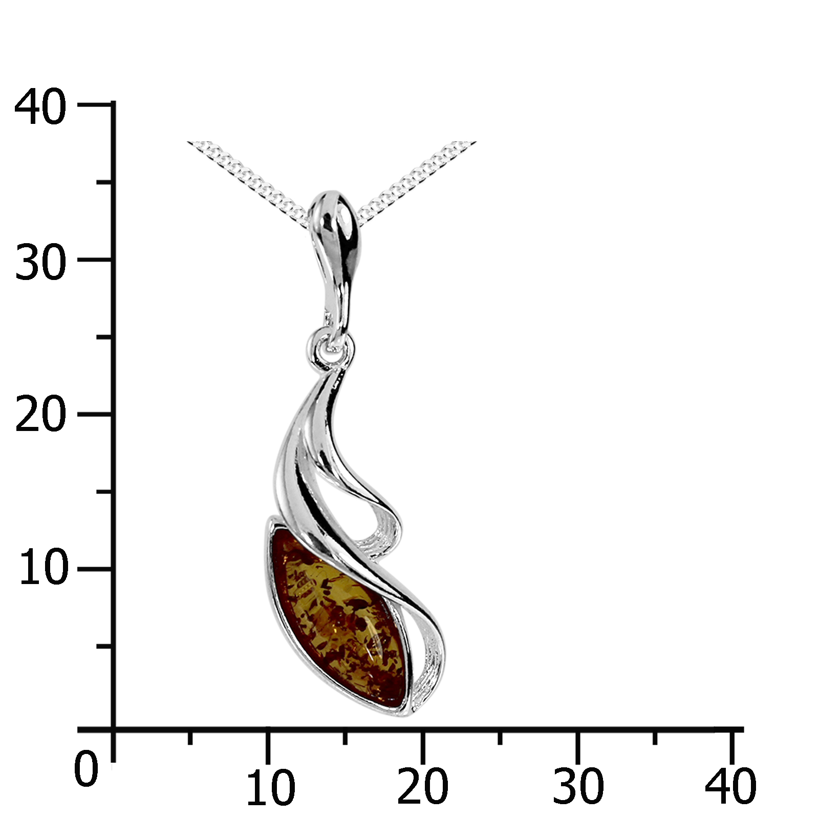 Kette mit Anhänger Silber 925/000, Bernstein -Länge wählbar- Kette mit Anhänger Silber 925/000, Bernstein -Länge wählbar-