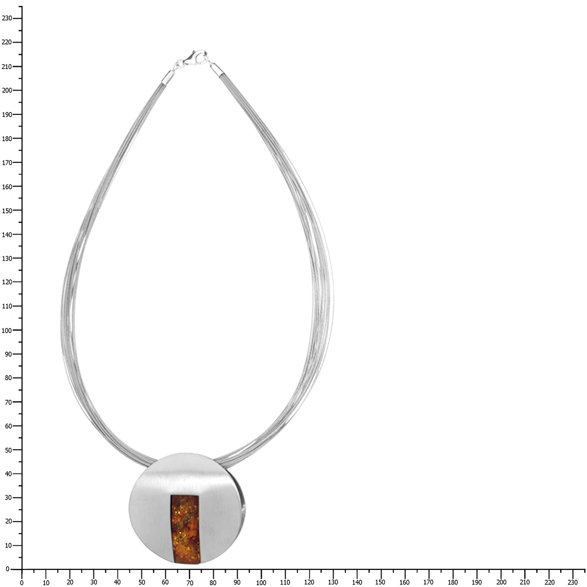 001-203472-A245K Edelstahlcollier 20/45 cm, Silber 925/000, Bernstein
