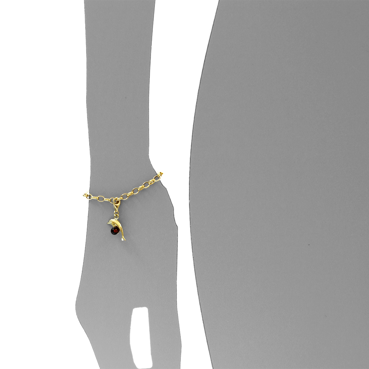 001-103655-0200s Charm Gold 333/000, Delphin, Bernstein