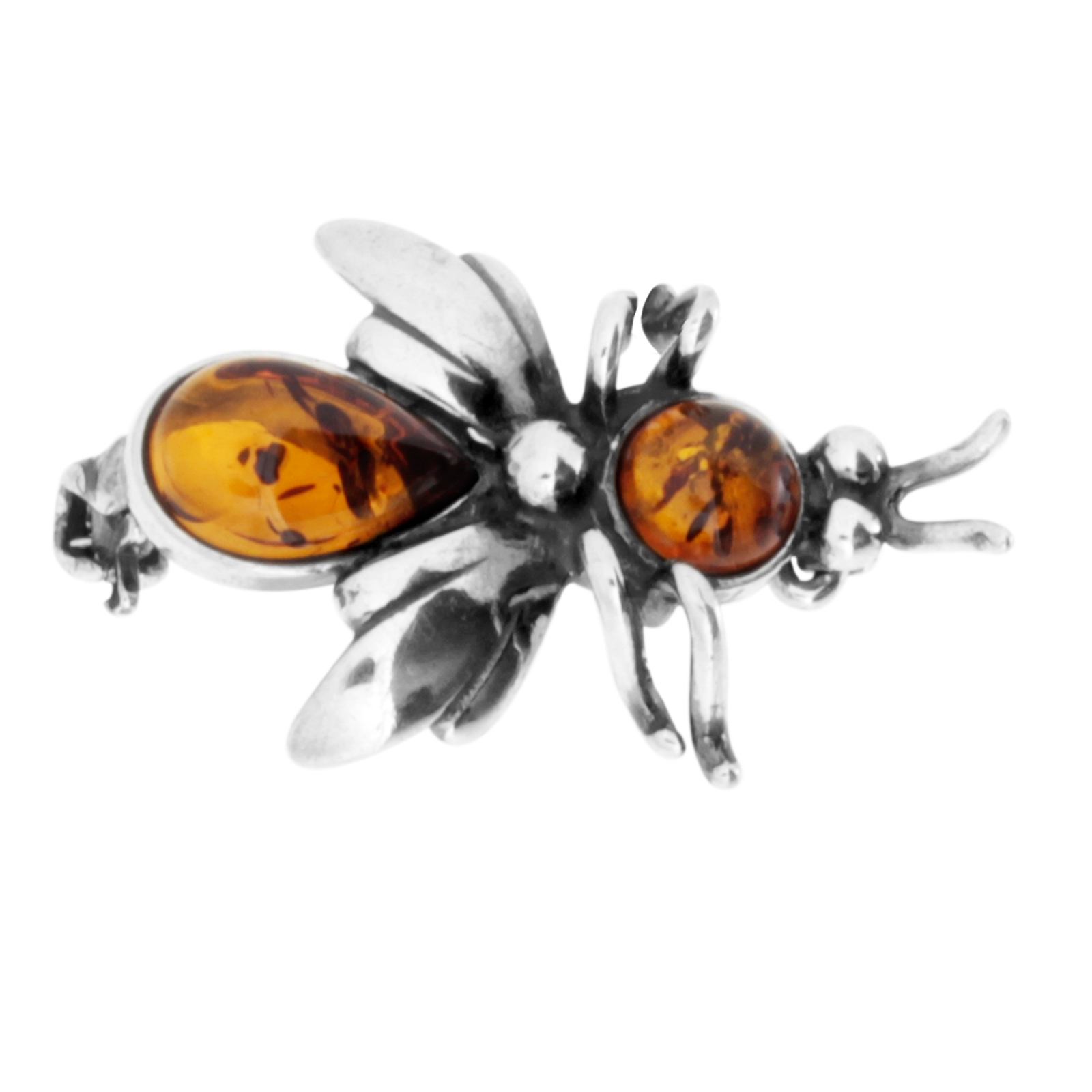 Brosche "Fliege", Silber 925/000, Bernstein  Brosche "Fliege", Silber 925/000, Bernstein