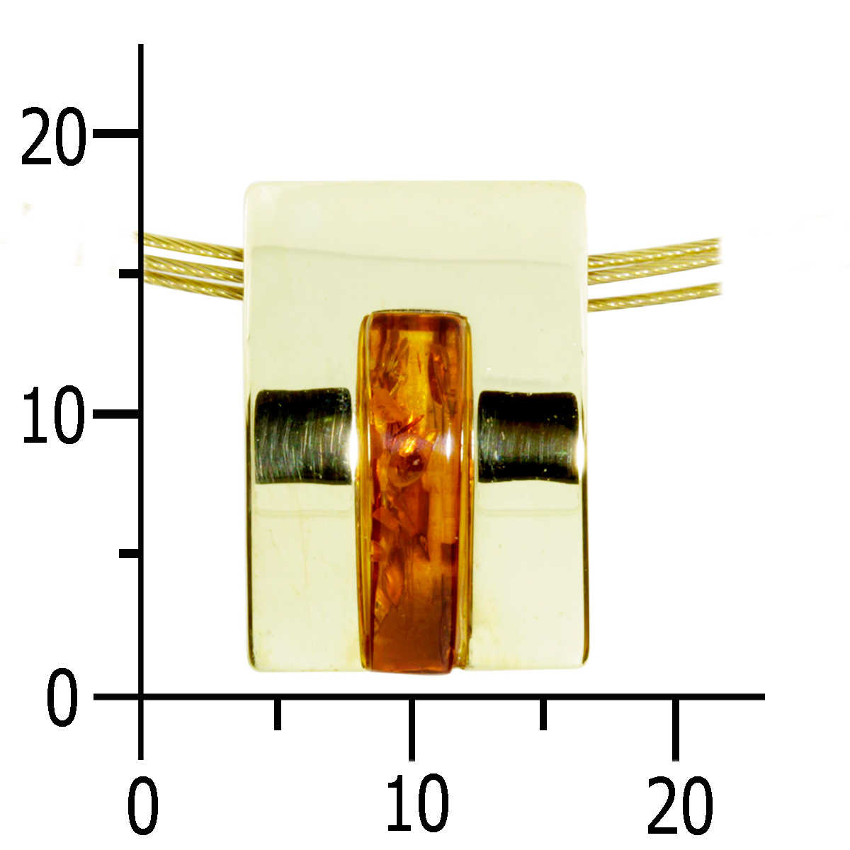 001-103437-A142k Nyloncollier mit Anhänger, Gold 333/000, 42 cm, Bernstein