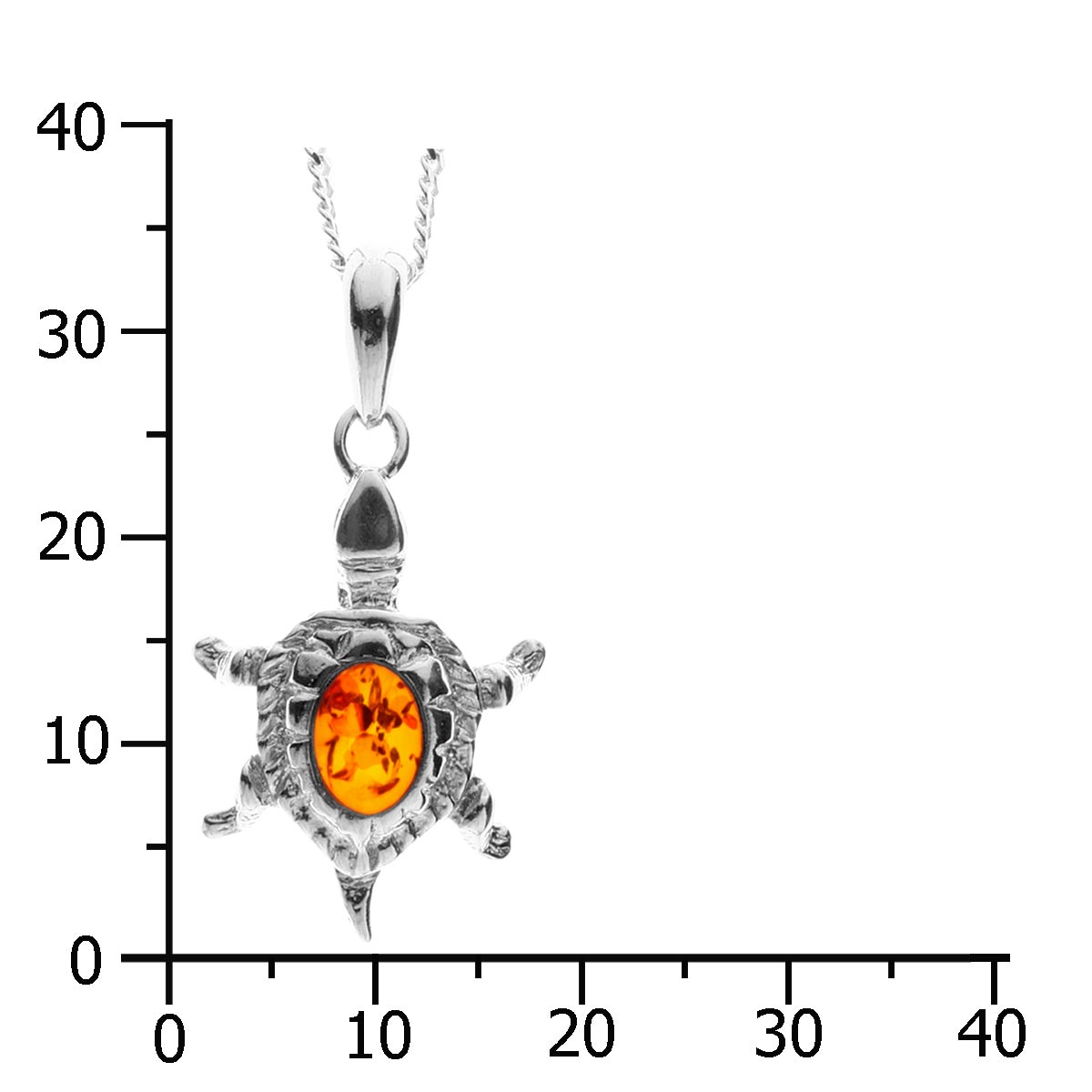 Kette mit Anhänger Schildkröte, Silber 925/000, Bernstein, -Länge wählbar-