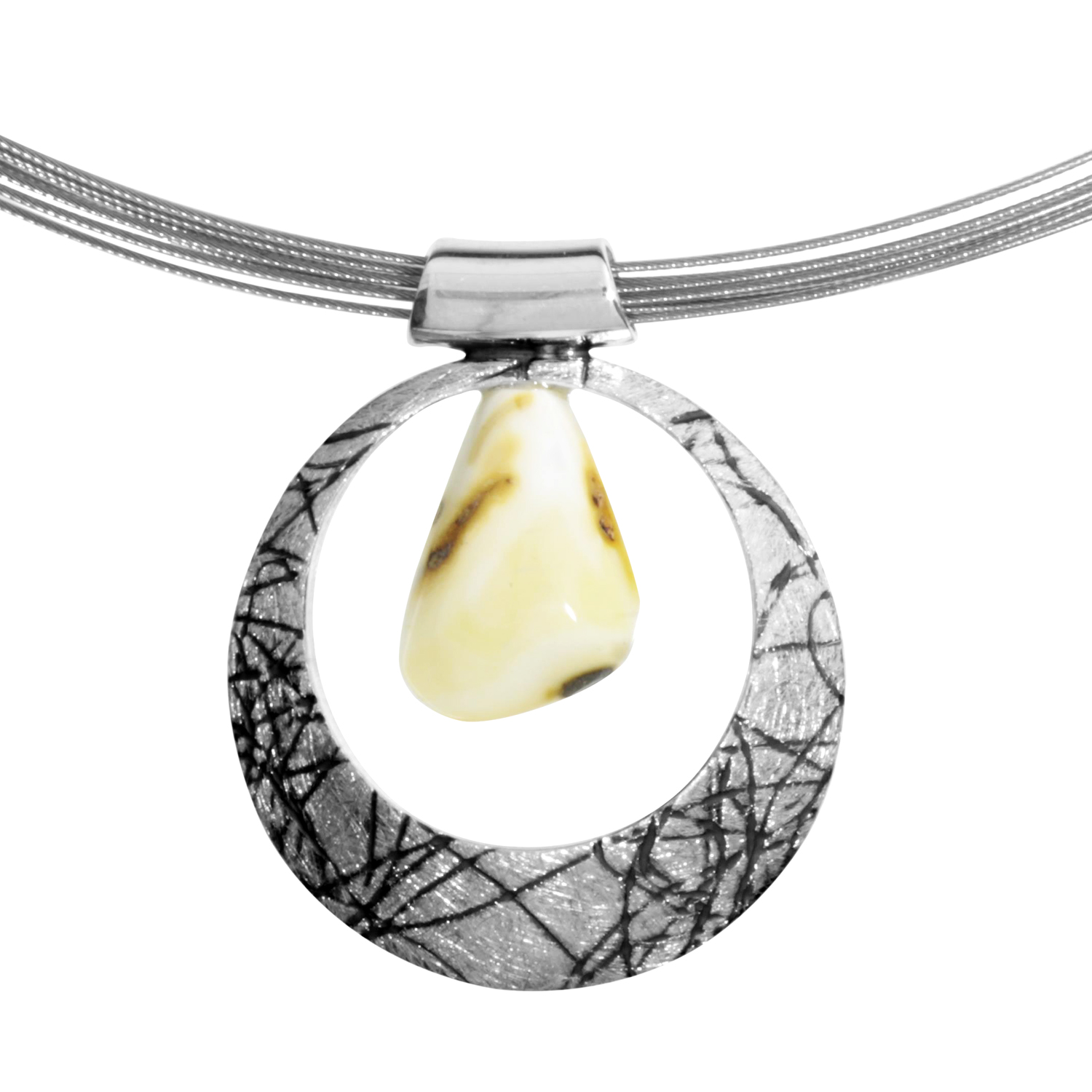 001-203689-A245CgKaYdgRFQdFJ Collier Silber 925/000, Bernstein- Unikat, Sarah Vicenza
