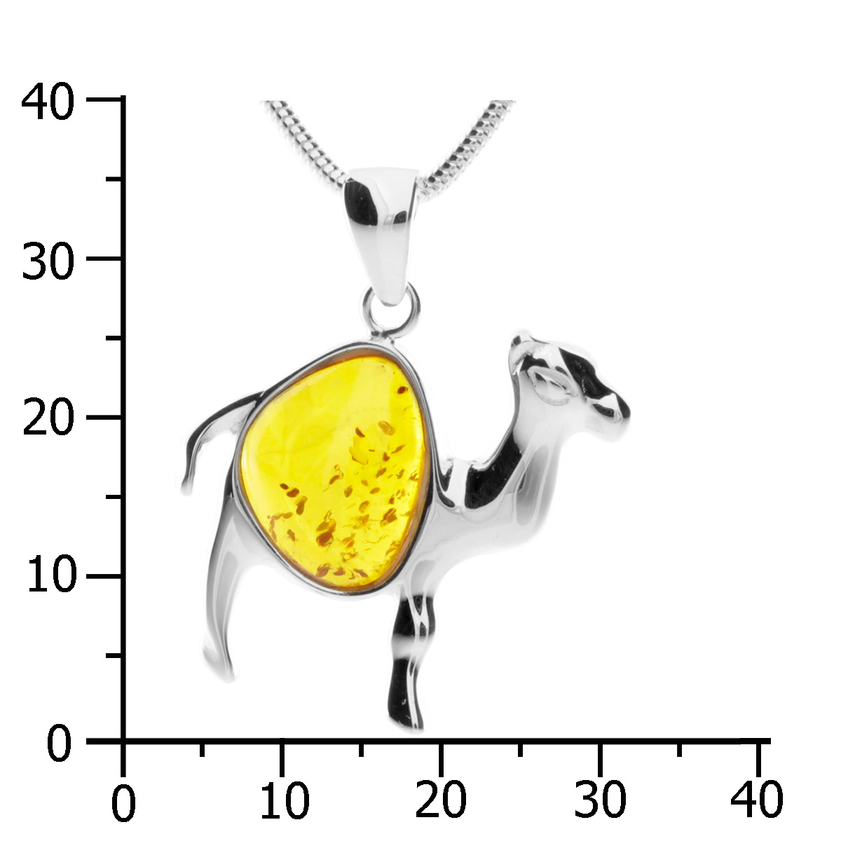 001-203545-A145k Kette mit Anhänger, Kamel, Silber 925/000, 45 cm, Bernstein