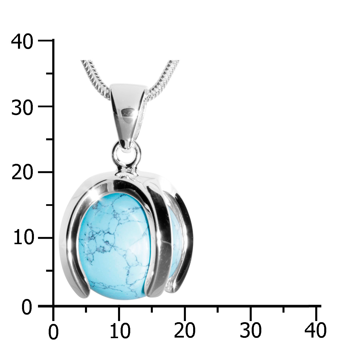 001-203601-A345k Kette mit Anhänger Silber 925/000, 45 cm, rek. Türkis