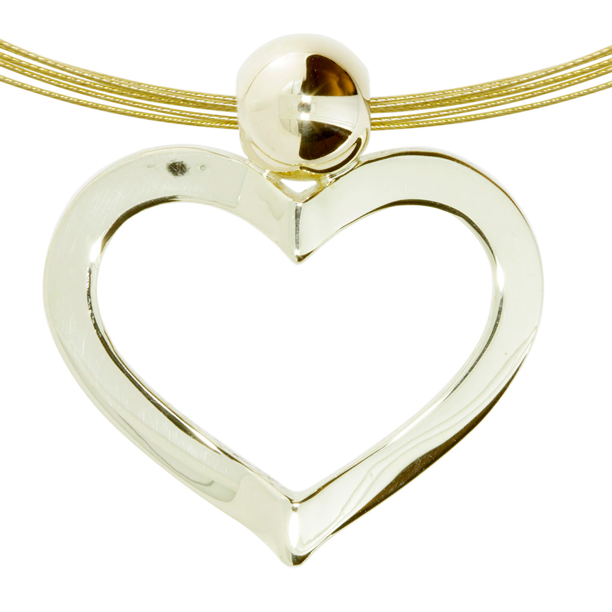 001-203566-1200 Nyloncollier 13/42 cm, Silber 925/000 vergoldet, Herz