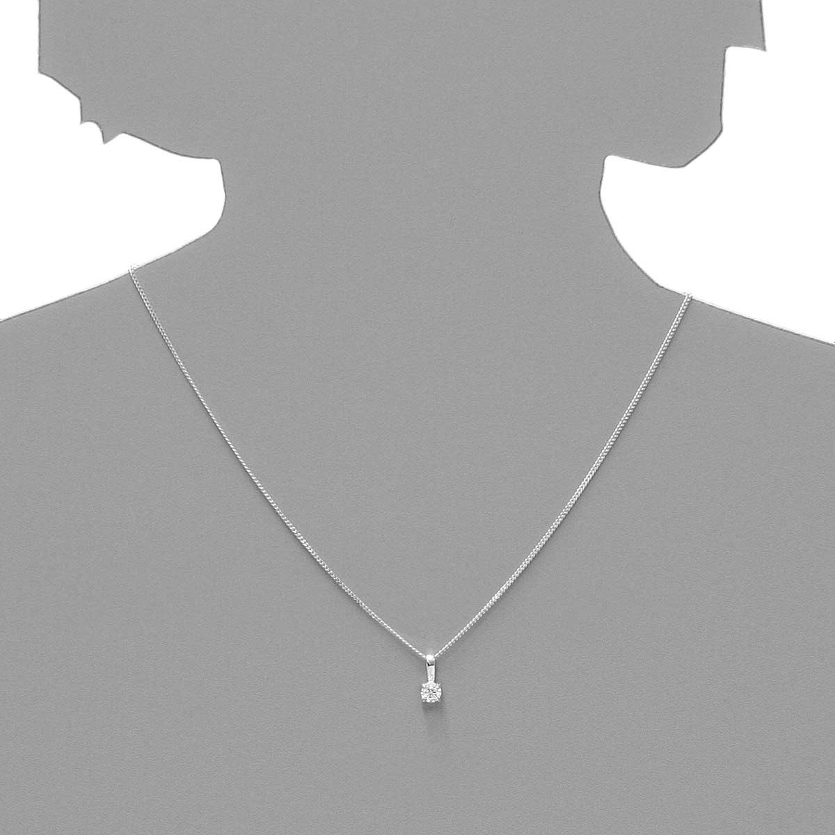 043-201651-A142s Kette mit Anhänger Silber 925/000, Zirkonia, weiß, 42 cm