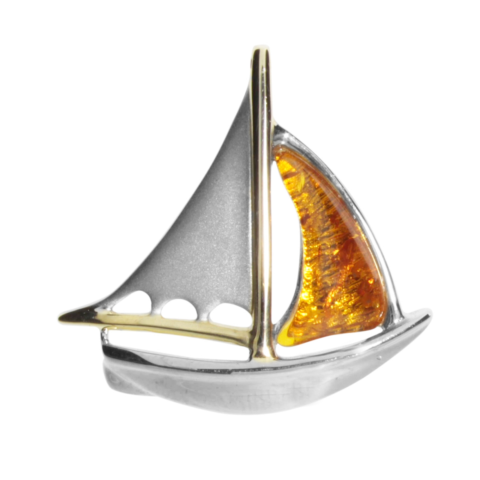 Anhänger Silber, Schiff, Bernstein  Anhänger Silber, Schiff, Bernstein