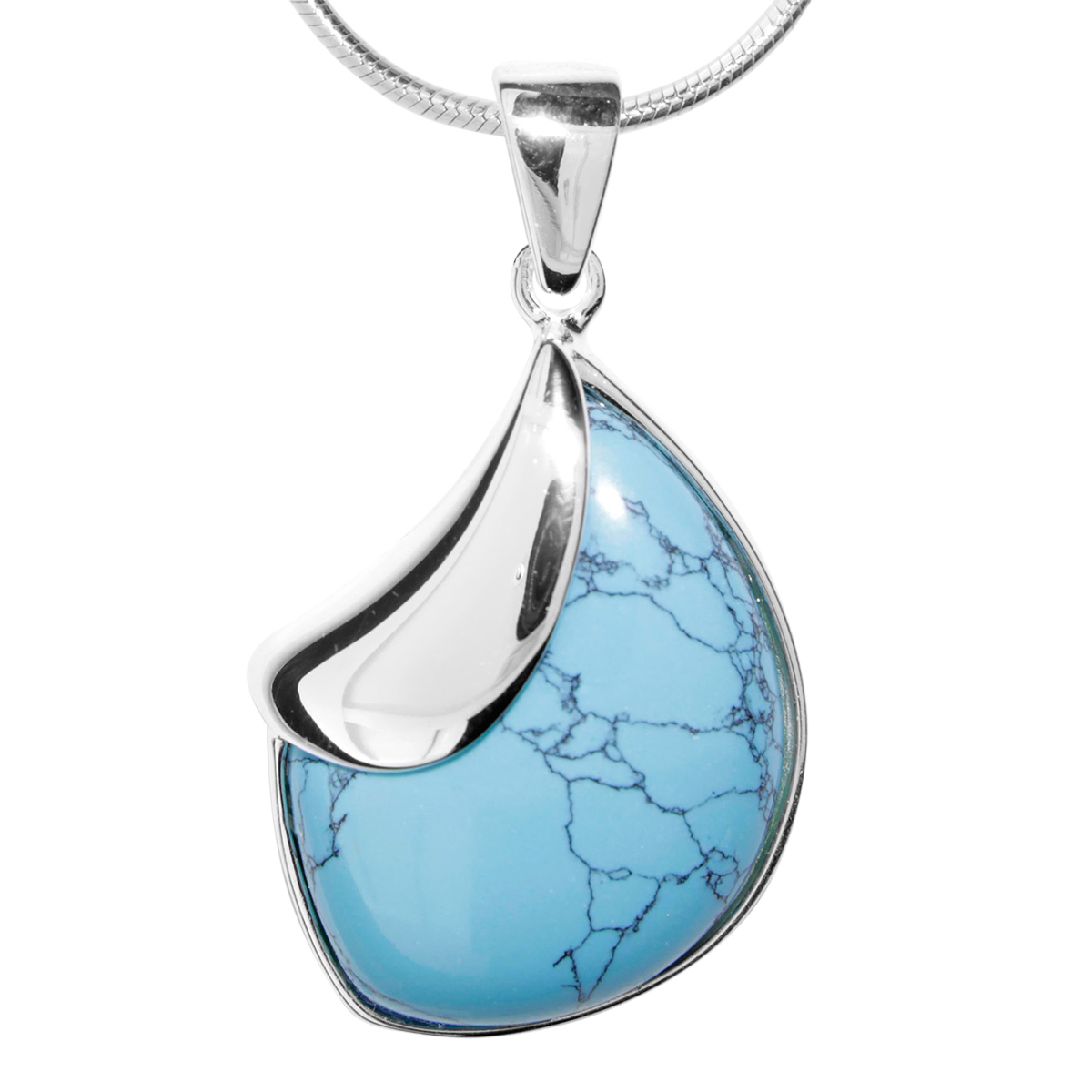 001-201362-A445 Kette mit Anhänger, Silber 925/000, 45 cm, rek. Türkis