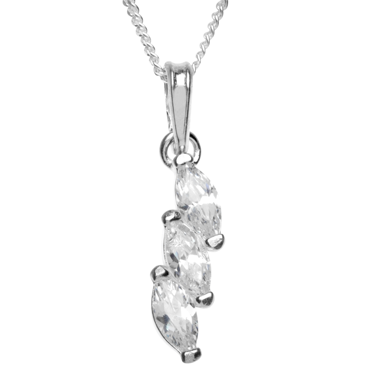 043-201667-A142 Kette mit Anhänger Silber 925/000, Zirkonia, weiß, 42 cm