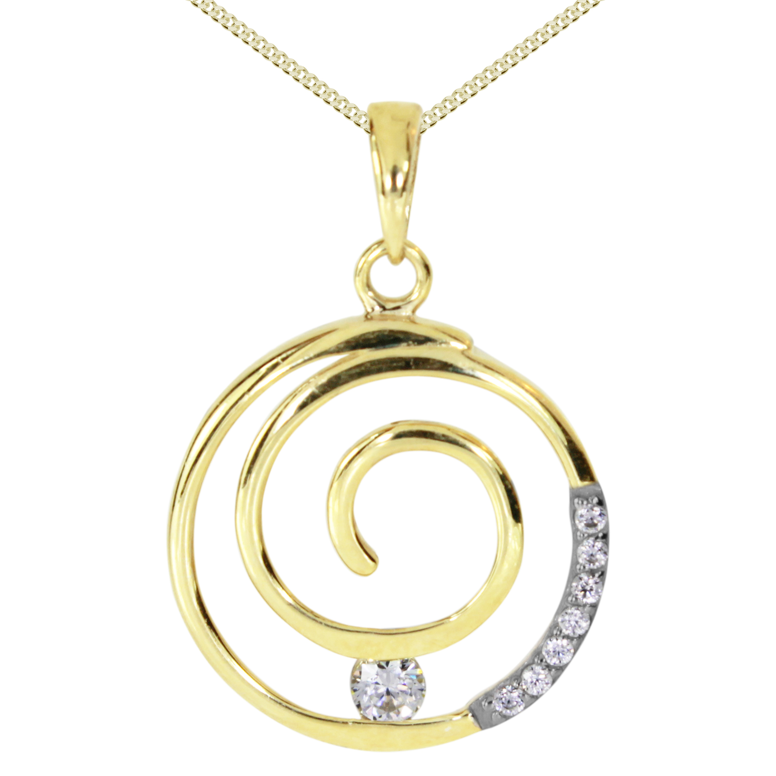 114-100040-A145 Kette mit Anhänger Gold 333/000, Spirale, 42 oder 45 cm, Zirkonia