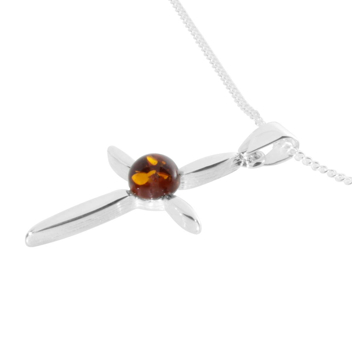 Kette mit Anhänger Silber 925/000, 45 cm, Bernstein