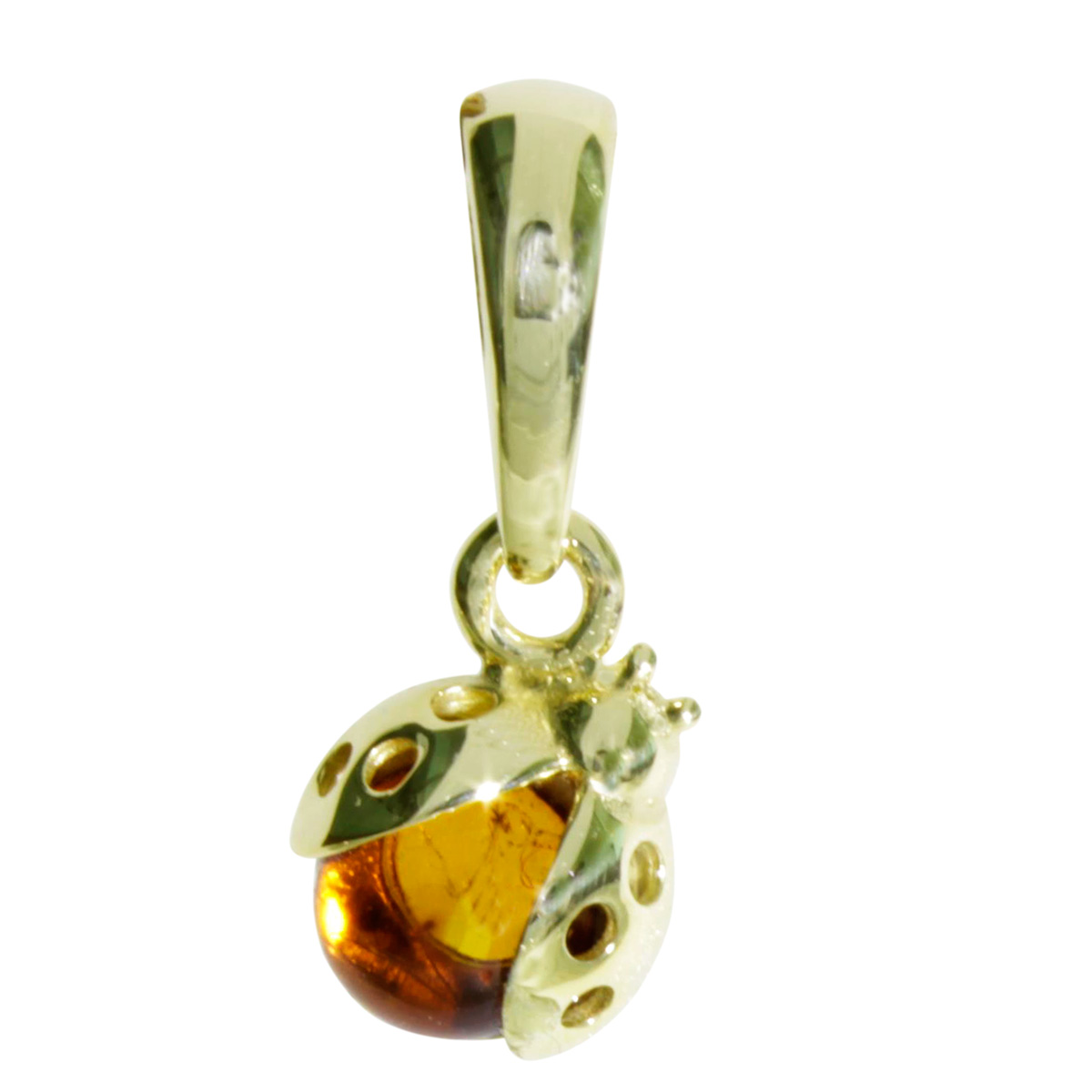 001-103652-0100 Anhänger Gold 333/000, kl. Marienkäfer, Bernstein