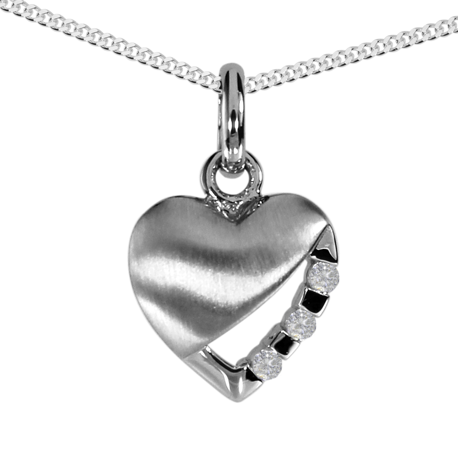 Kette mit Anhänger "Herz" Silber 925/000,  Zirkonia -Länge wählbar-     Kette mit Anhänger "Herz" Silber 925/000,  Zirkonia -Länge wählbar-