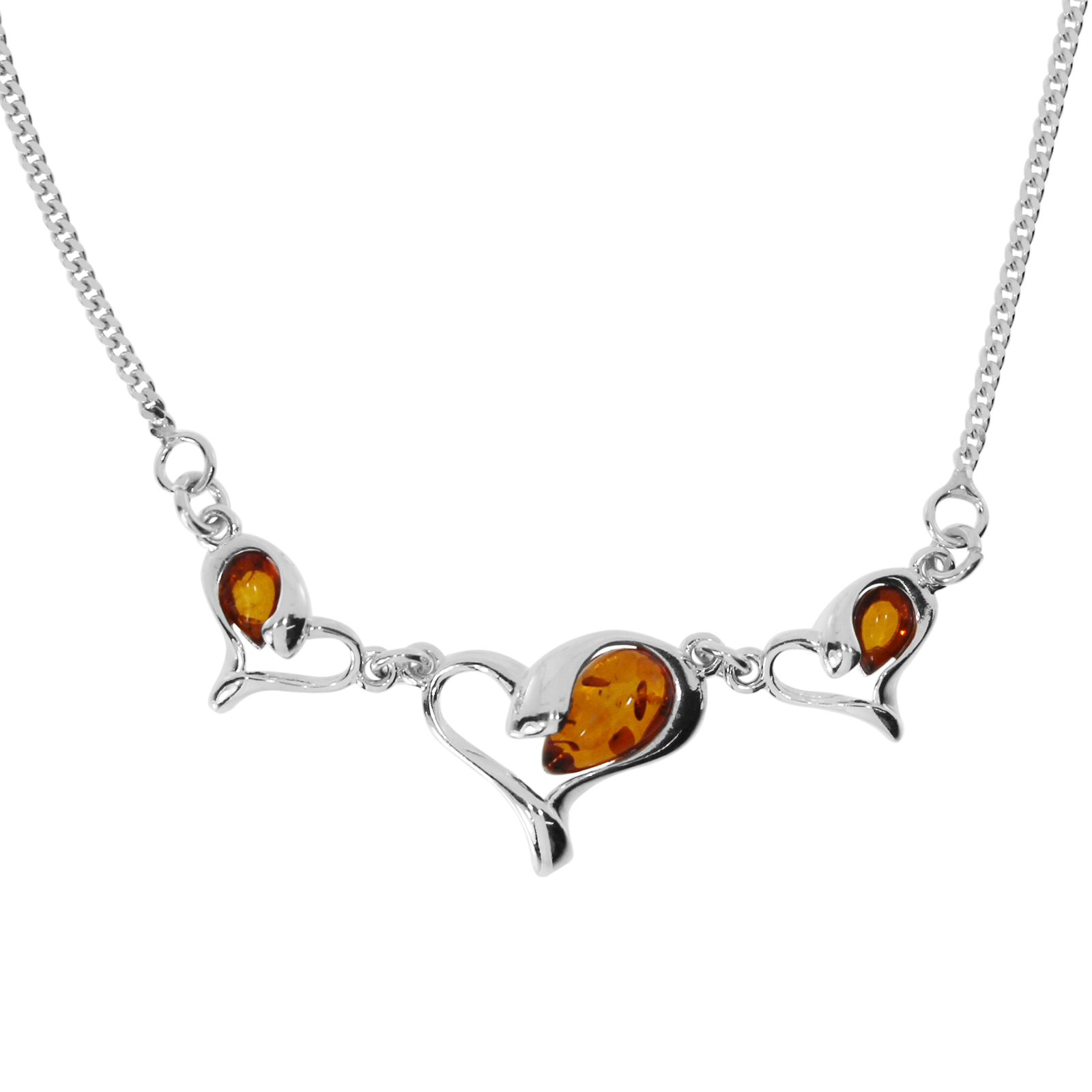 Collier Silber 925/000, Bernstein 